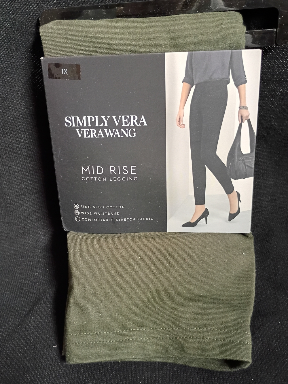 *NWT* Simply Vera Vera Wang Olive Green Mid Rise Cotton Leggings